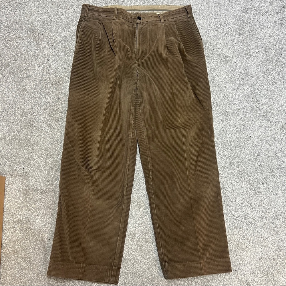 Brooks Brothers Corduroy Pants Brown Men’s 36x30 Pleated Front 36x29 Actual
